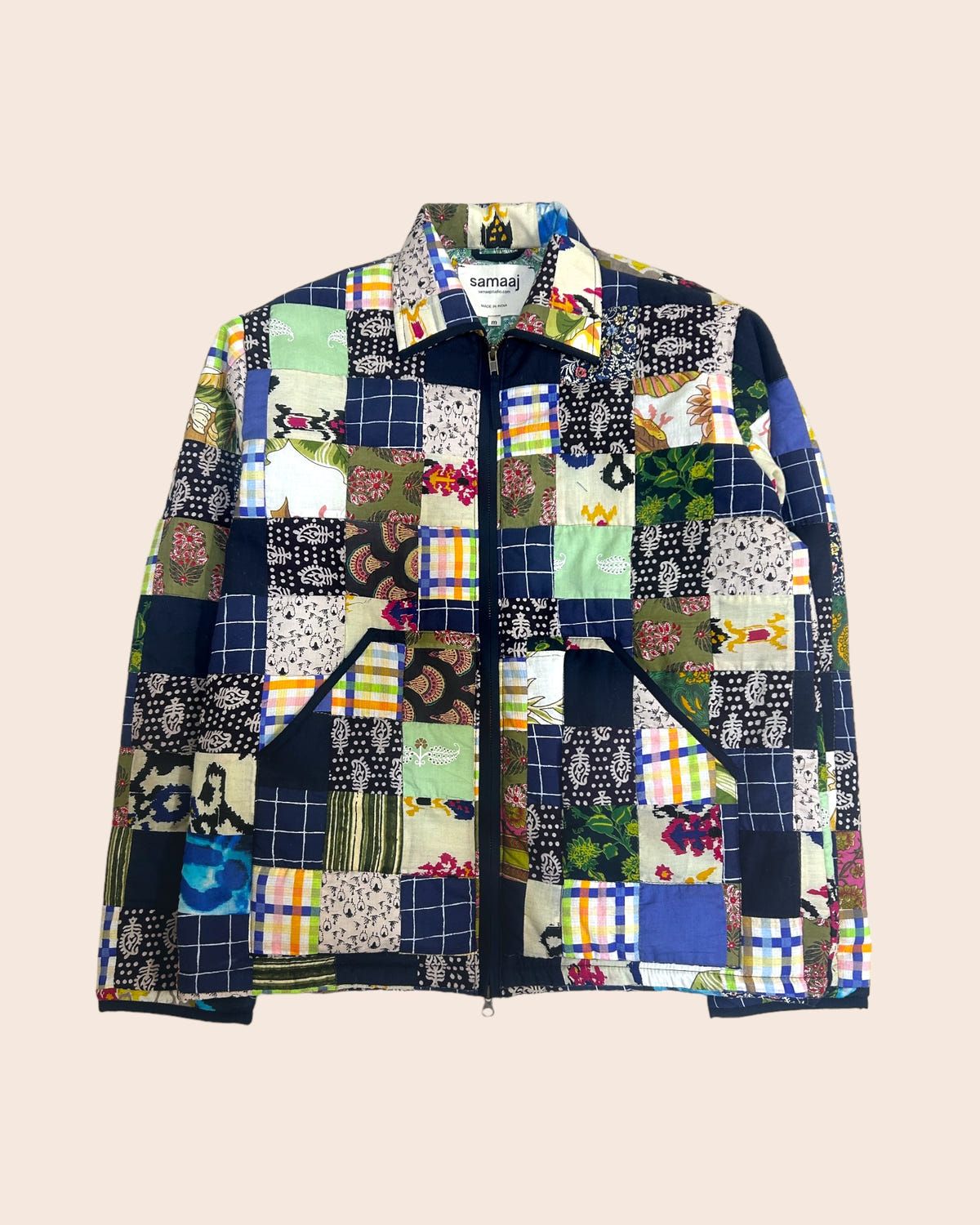 Upcycled Block Printed Patchwork Jacket - image 1
