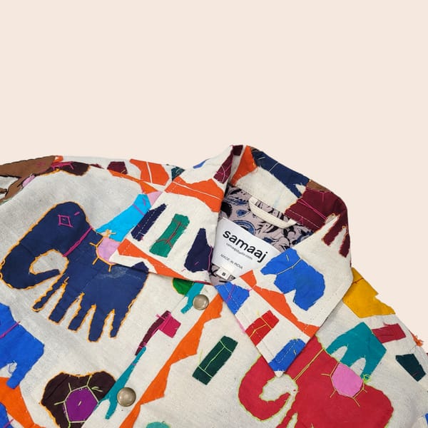 Samaaj Studio — White Applique Jacket