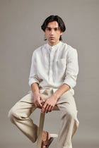 Taj Co-Linen Band Collar Shirt view 5