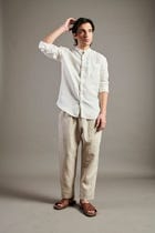 Taj Co-Linen Band Collar Shirt view 7