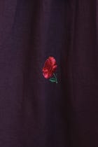 Berry Linen Embroidered Shirt and Plum Linen Flared Skirt Set view 10