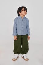 Sky Linen Boys Band Collar Shirt view 5