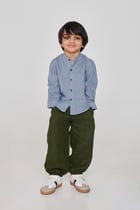 Sky Linen Boys Band Collar Shirt view 6