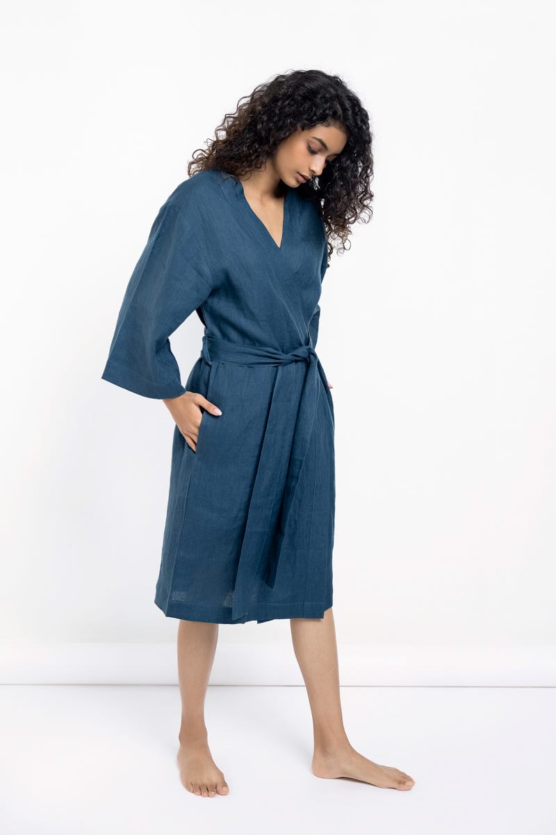 Indigo Linen Robe - image 1