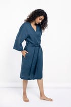 Indigo Linen Robe view 1