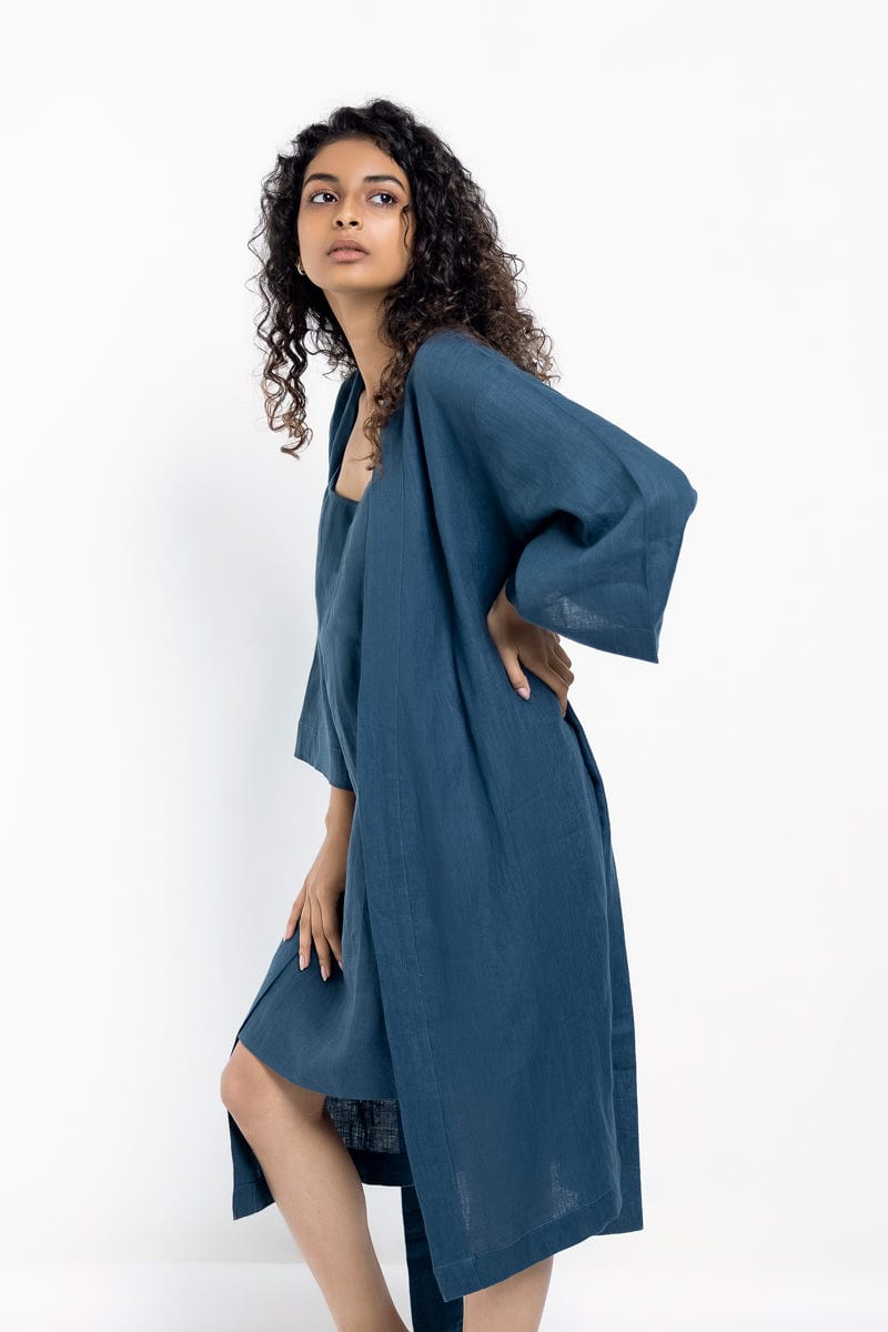 Indigo Linen Robe - image 5