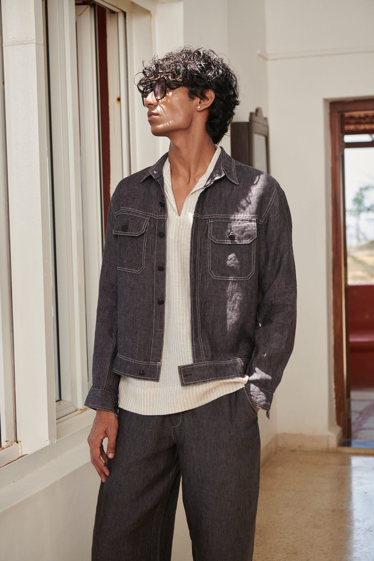 Graphite Linen Men's Jogger Pants - image 6