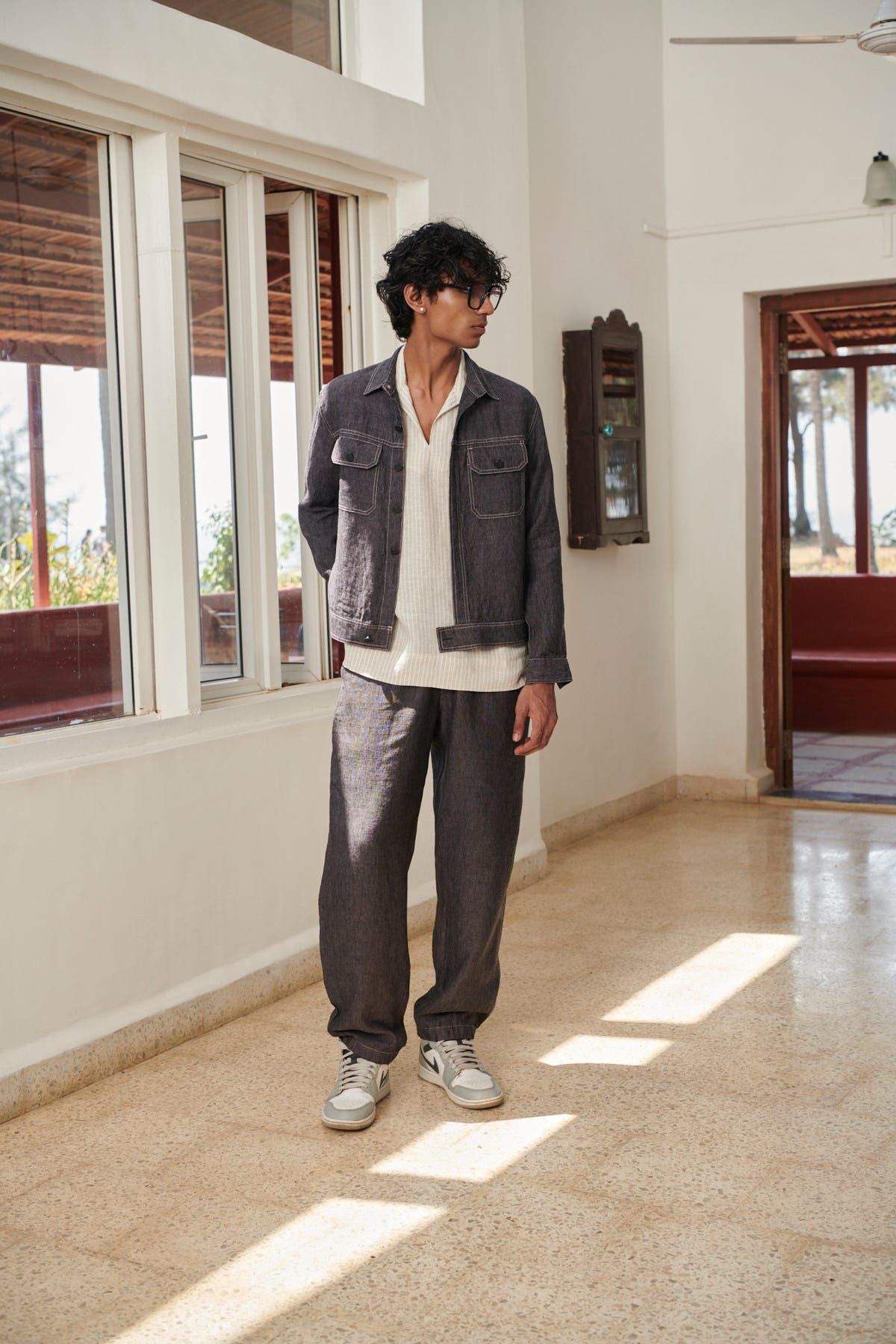 Graphite Linen Men's Jogger Pants - image 9