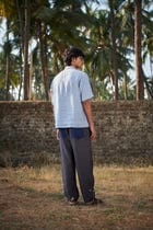 Sky Pinstripe Linen Men's Popover Shirt - Sale view 3
