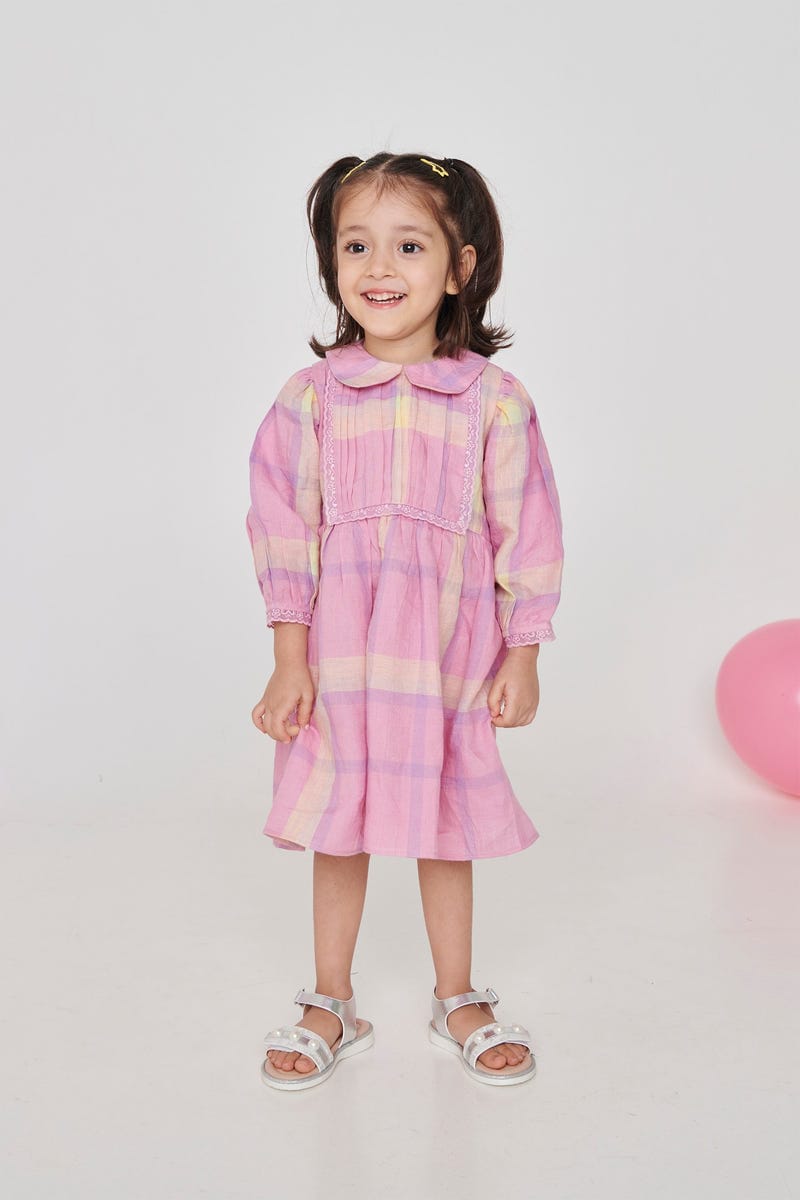 Cassata Linen Girls Peter Pan Collar Dress - Sale