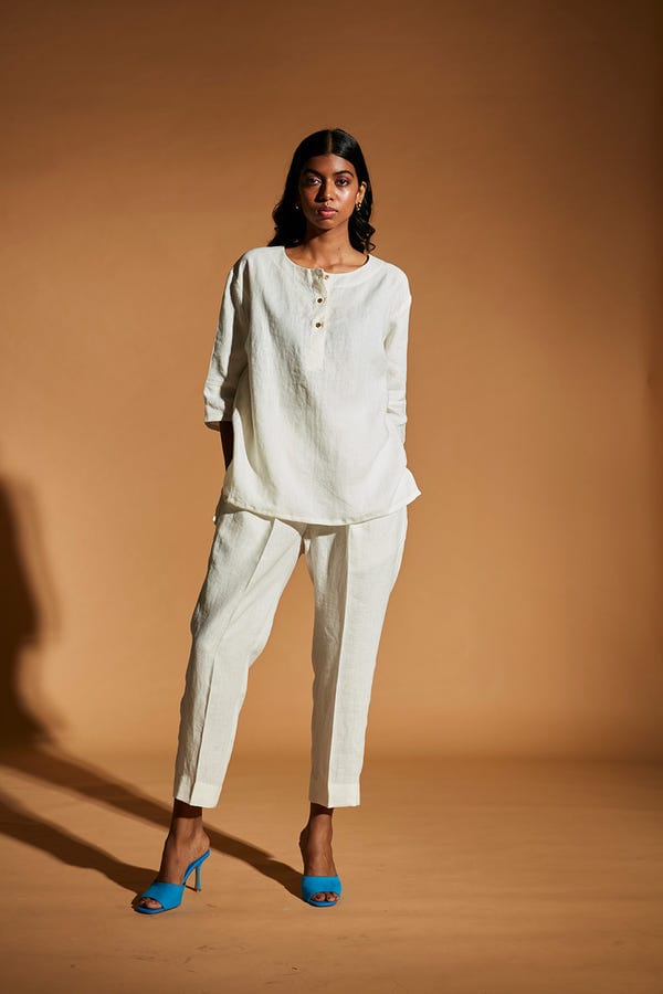Saphed — Taj Co-Linen Short Kurta Set
