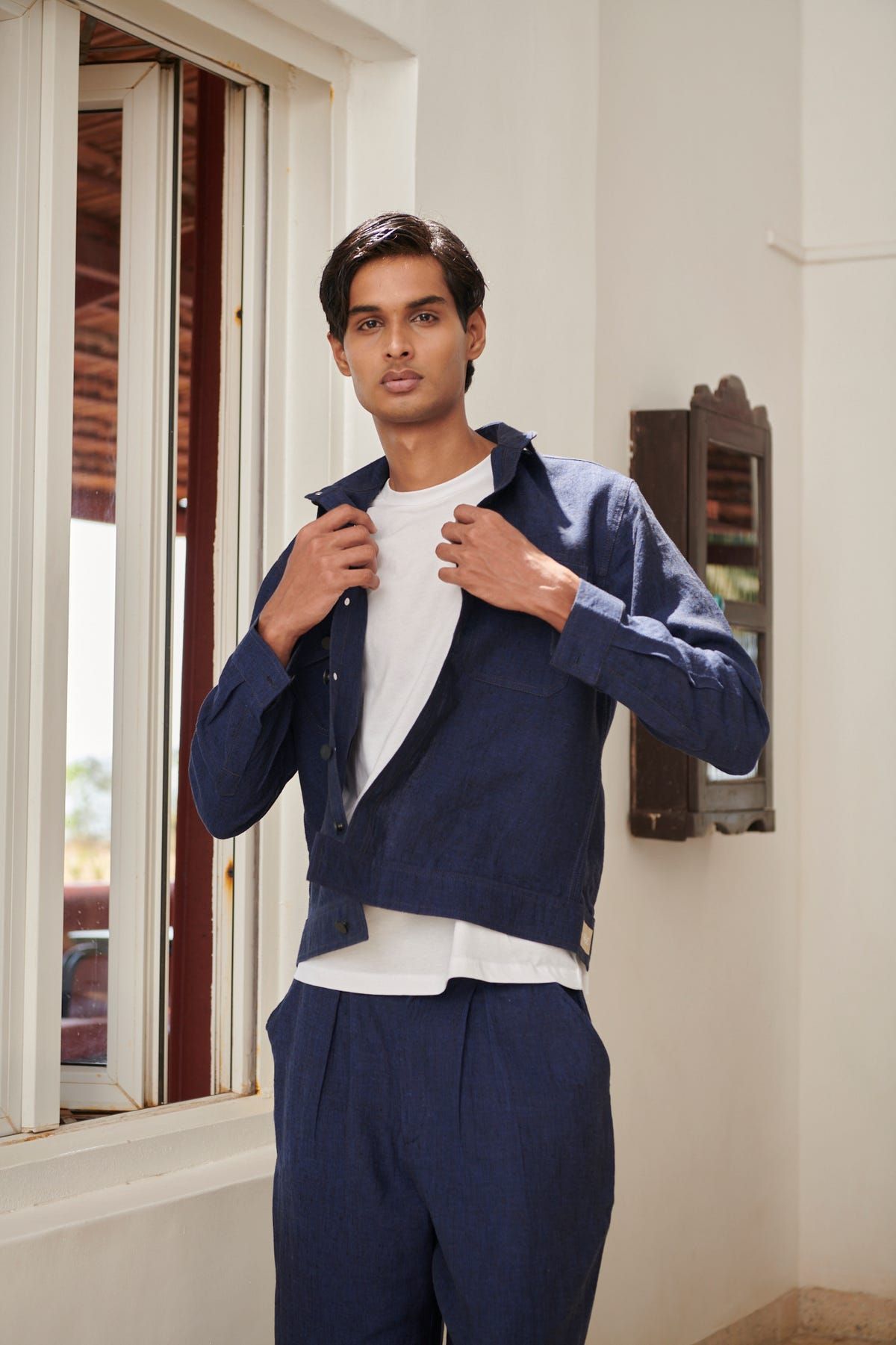 Neel Linen Men's Jacket and Baggy Pants Set - image 10