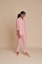 Candy Floss Linen Oversized Flared Shirt Set - Sale view 1