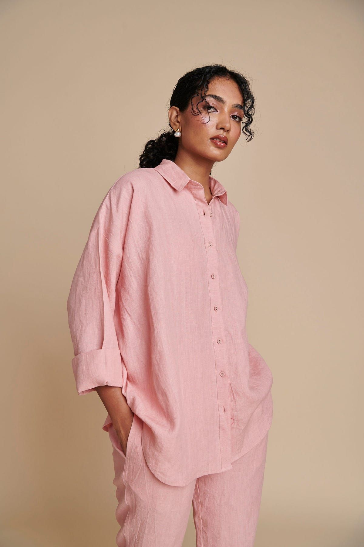 Candy Floss Linen Oversized Flared Shirt Set - Sale - image 2