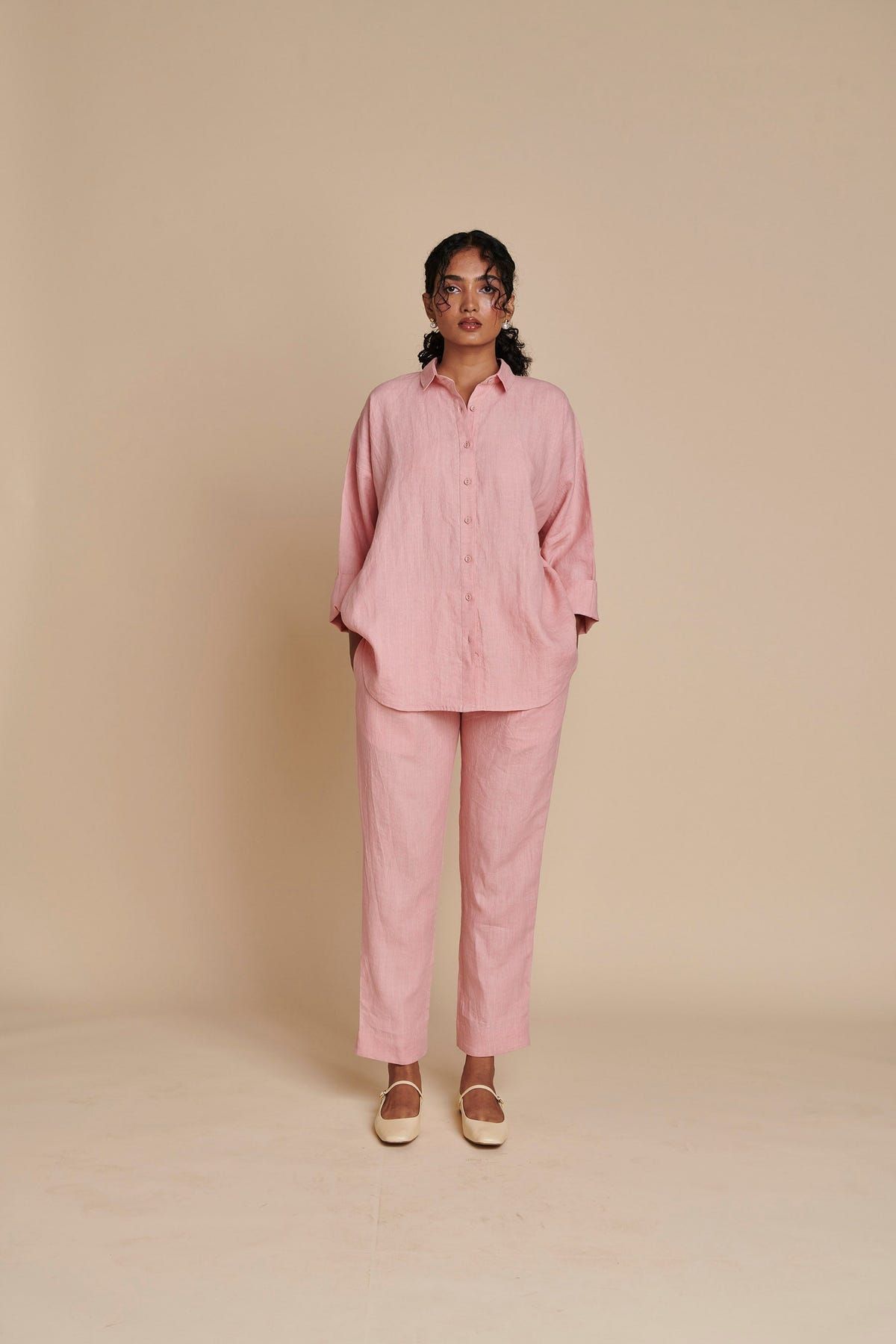 Candy Floss Linen Oversized Flared Shirt Set - Sale - image 3