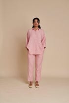 Candy Floss Linen Oversized Flared Shirt Set - Sale view 3