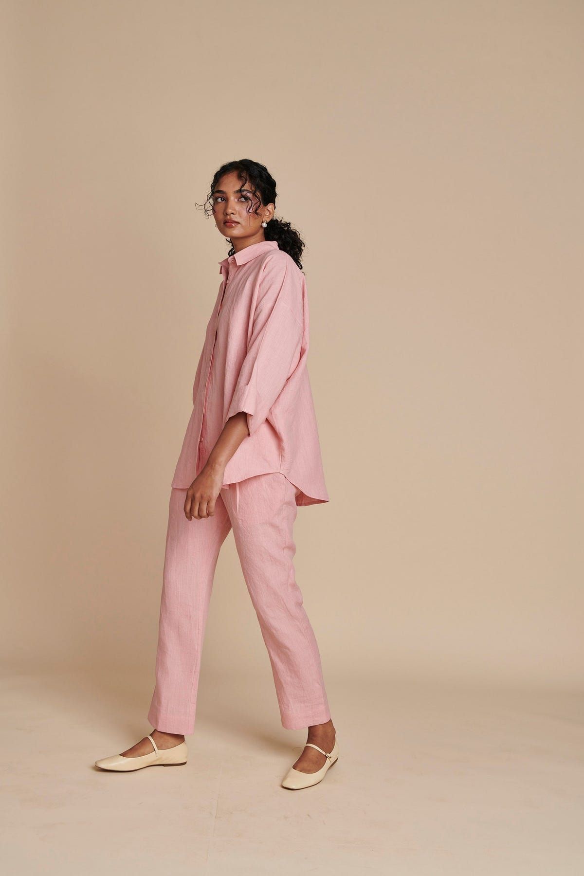 Candy Floss Linen Oversized Flared Shirt Set - Sale - image 4