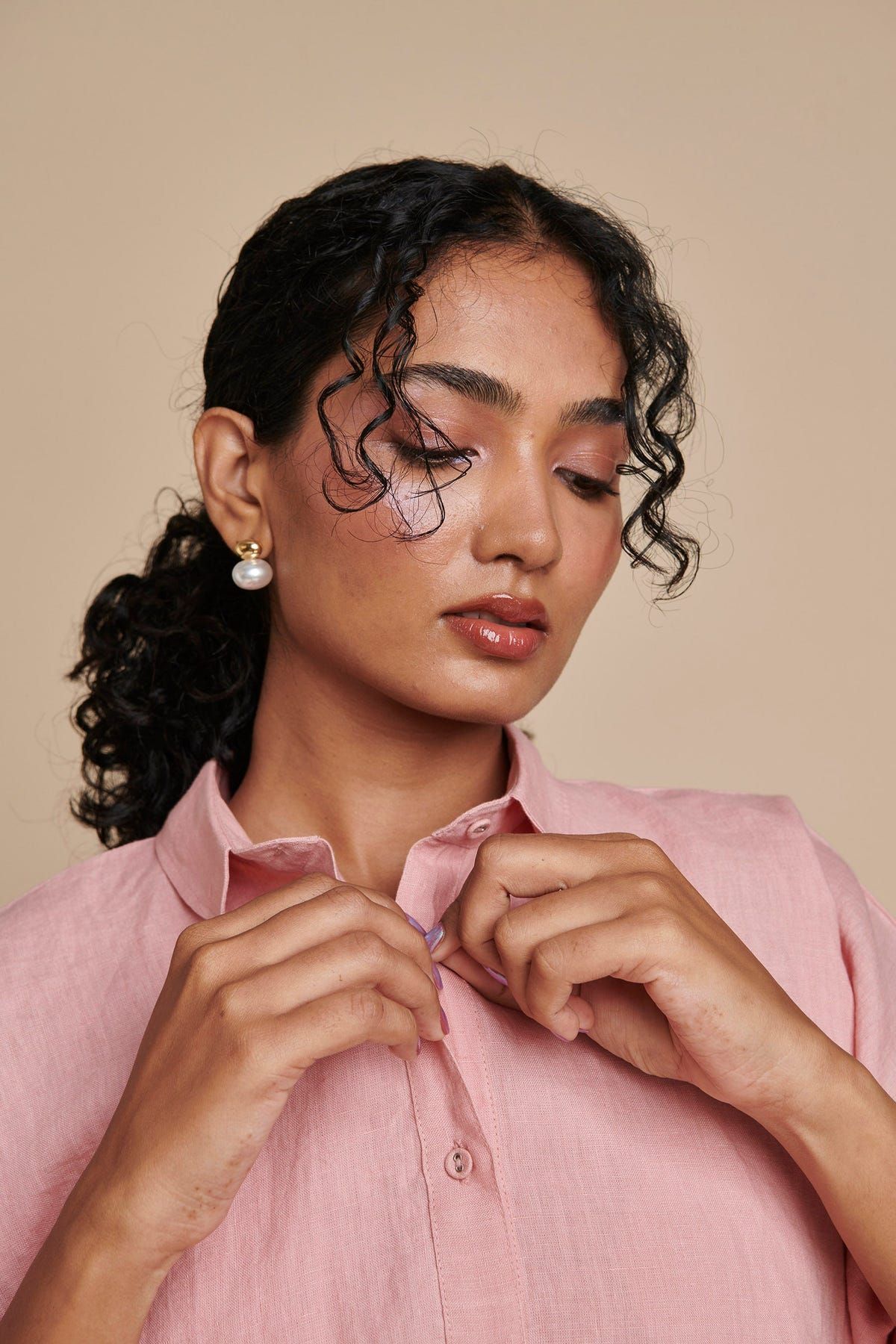Candy Floss Linen Oversized Flared Shirt Set - Sale - image 6