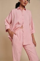 Candy Floss Linen Oversized Flared Shirt Set - Sale view 9