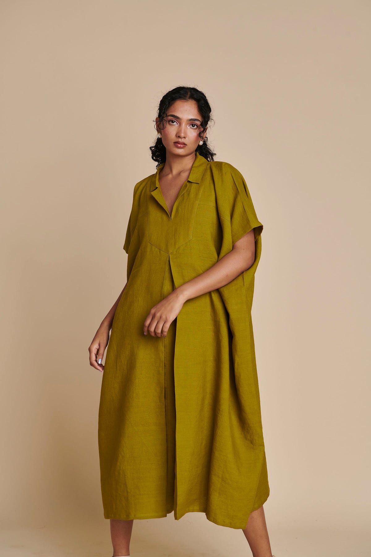 Mehendi Linen Kaftan Dress - image 2