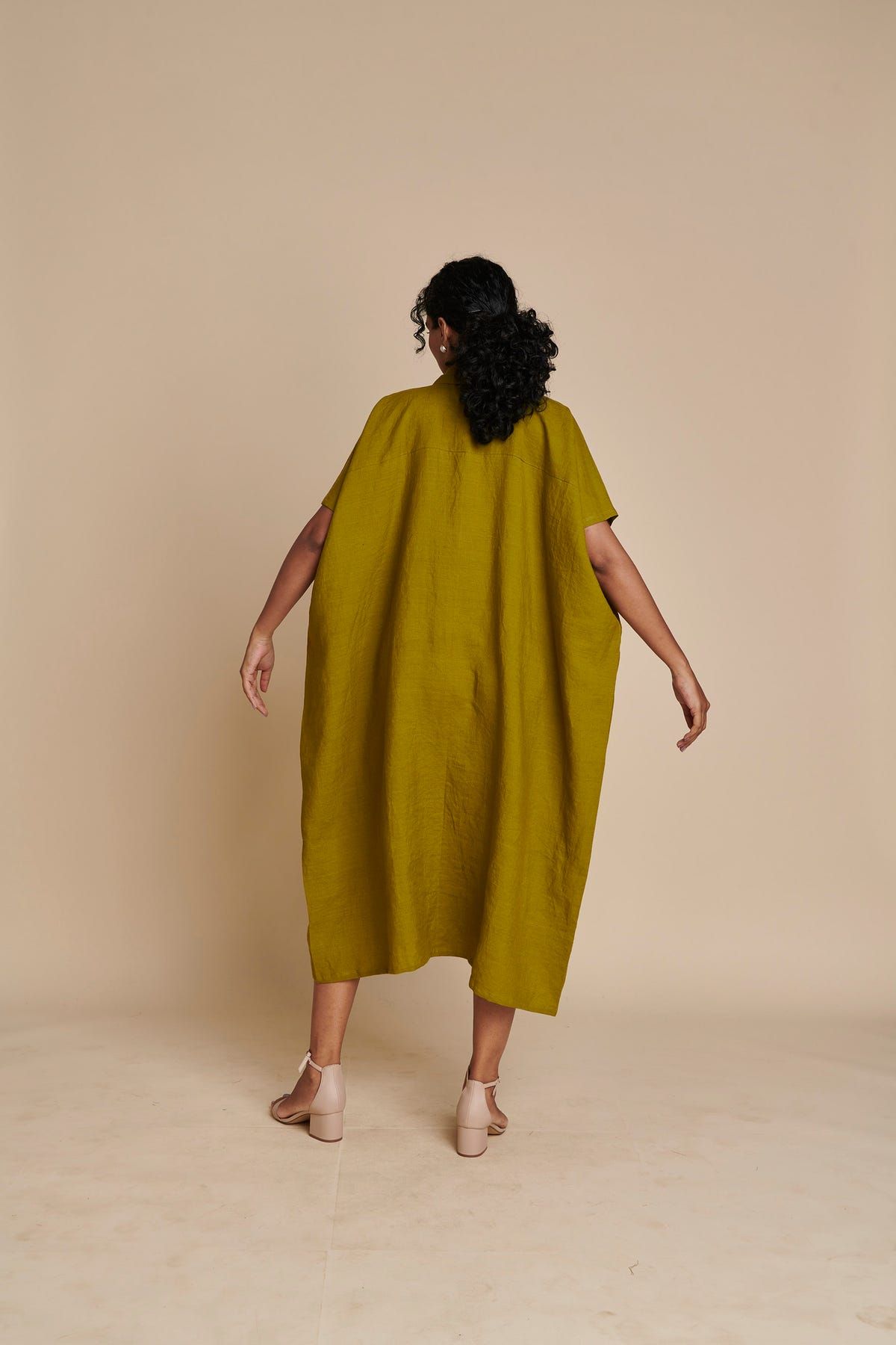 Mehendi Linen Kaftan Dress - image 3