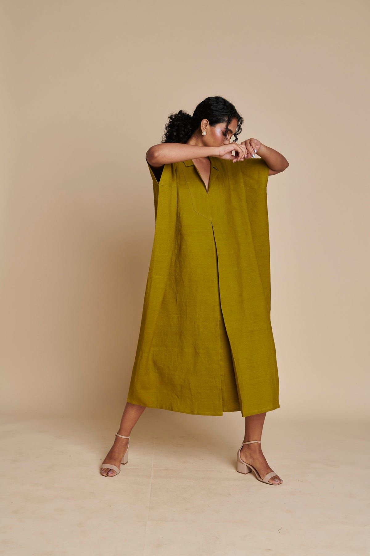 Mehendi Linen Kaftan Dress - image 6