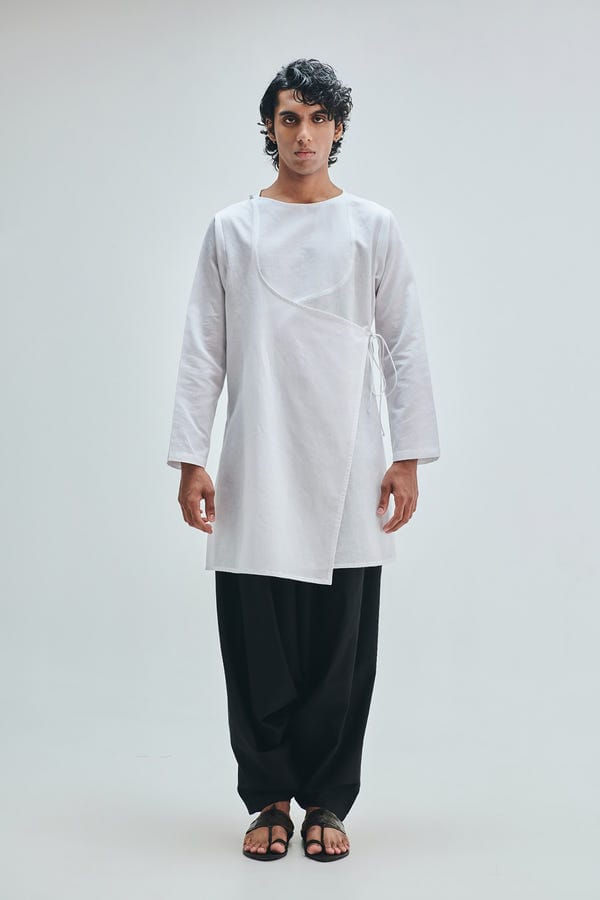 Saphed — Taj Co-Linen Men's Angrakha Kurta Set