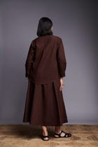 Coffee Co-Linen Flared Skirt Set view 5
