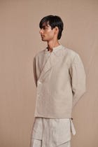 Undyed Linen Men’s Bandhgala Jacket view 1