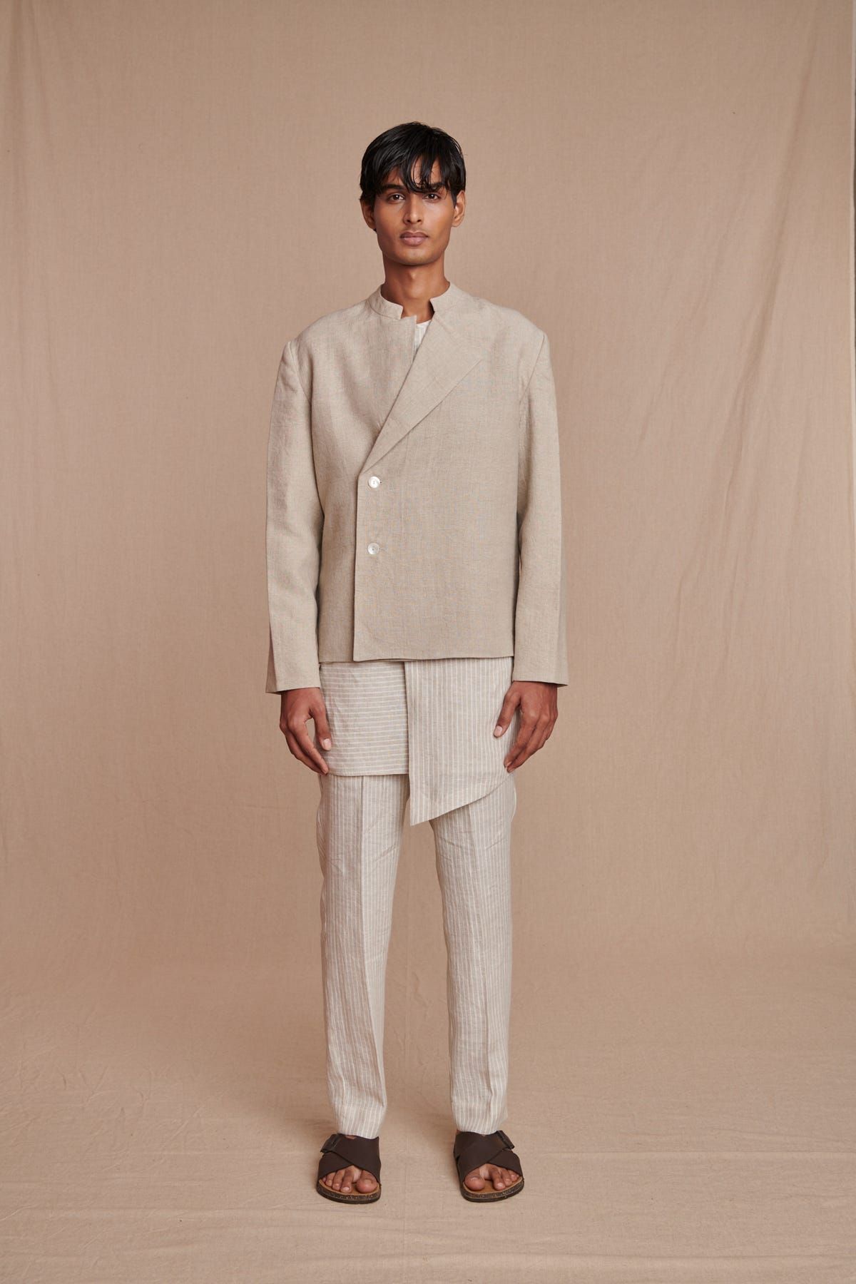 Undyed Linen Men’s Bandhgala Jacket - image 2