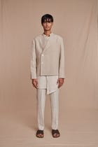 Undyed Linen Men’s Bandhgala Jacket view 2