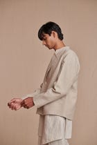 Undyed Linen Men’s Bandhgala Jacket view 3