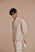 Undyed Linen Men’s Bandhgala Jacket view 4