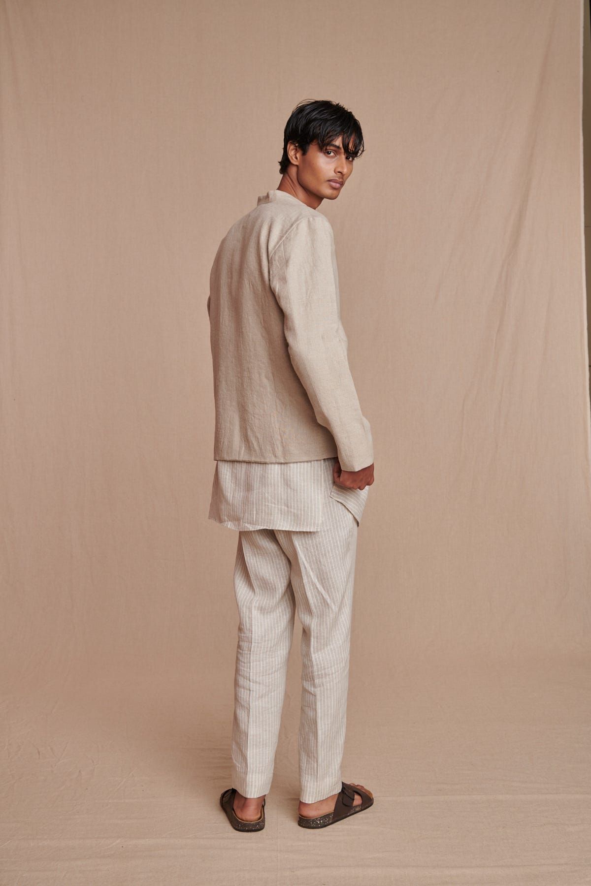 Undyed Linen Men’s Bandhgala Jacket - image 5