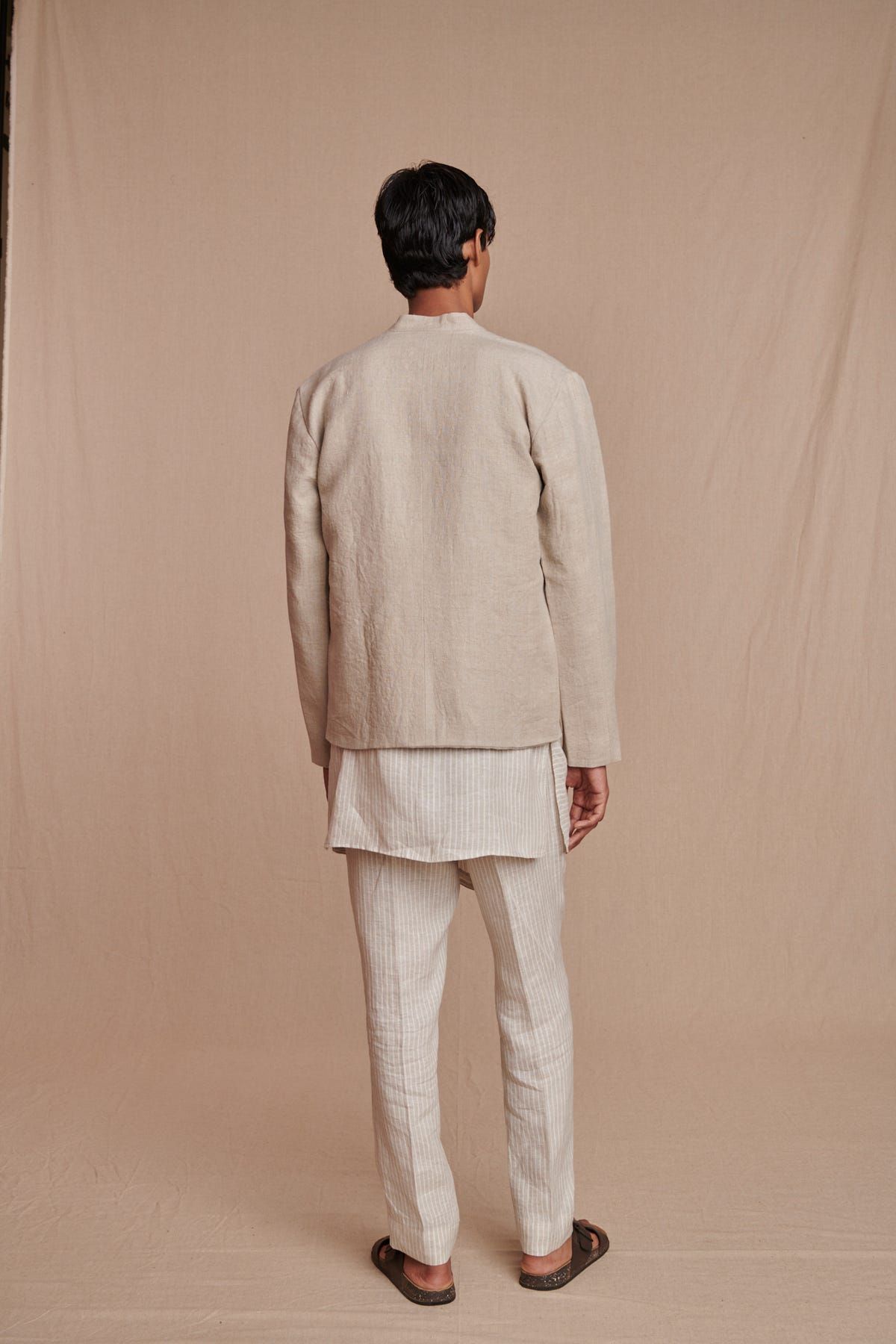 Undyed Linen Men’s Bandhgala Jacket - image 6
