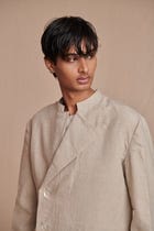 Undyed Linen Men’s Bandhgala Jacket view 7