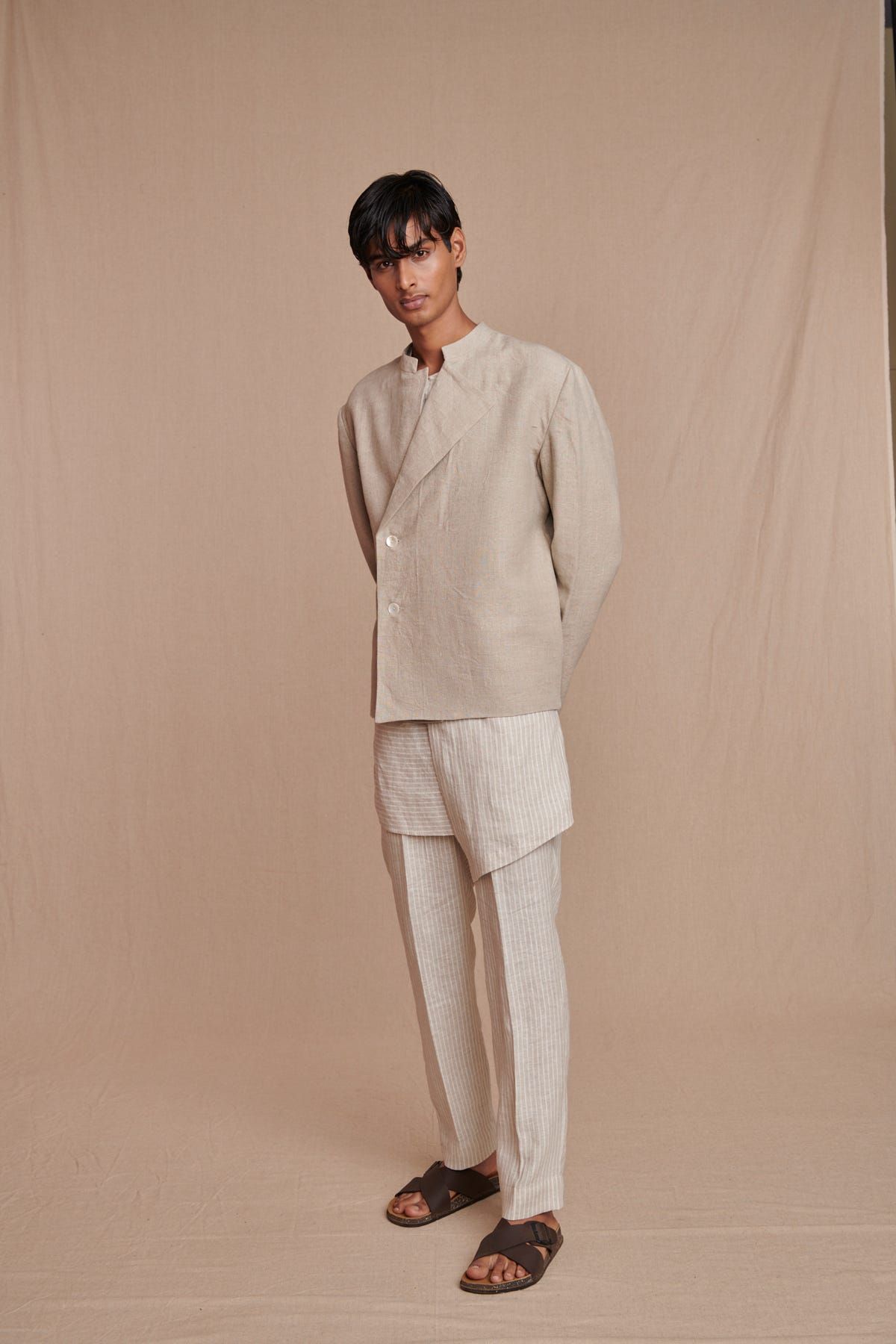 Undyed Linen Men’s Bandhgala Jacket - image 8