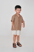 Mousse Linen Boys Camp Collar Shirt - Sale view 5