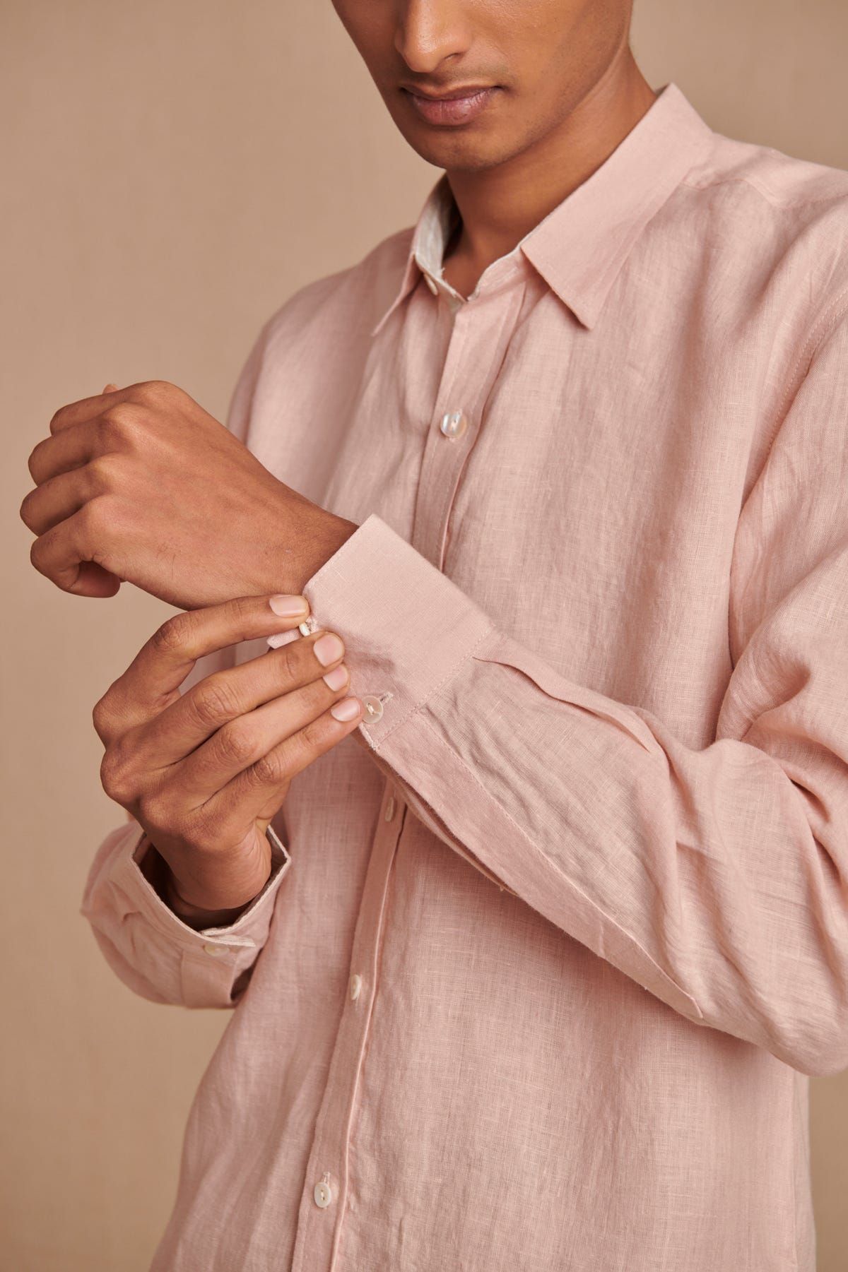 Blush Linen Men's Oxford Shirt – Slim Fit - image 4