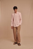 Blush Linen Men's Oxford Shirt – Slim Fit view 8