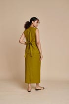 Mehendi Linen Vest & Column Skirt Set - Sale view 5