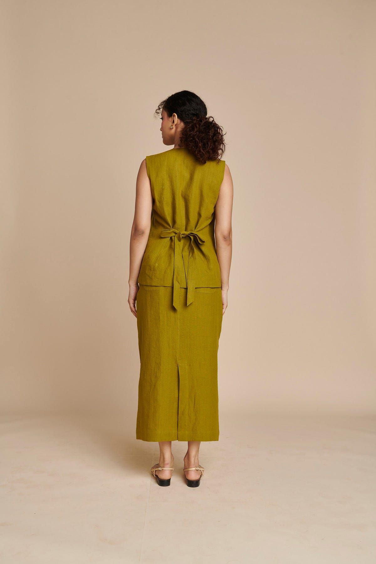 Mehendi Linen Vest & Column Skirt Set - Sale - image 7