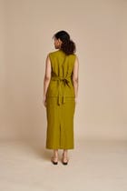 Mehendi Linen Vest & Column Skirt Set - Sale view 7