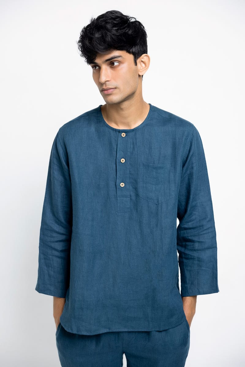Indigo Linen Men's Pyjama Set - image 3
