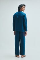 Indigo Linen Men's Side Placket Shirt view 6