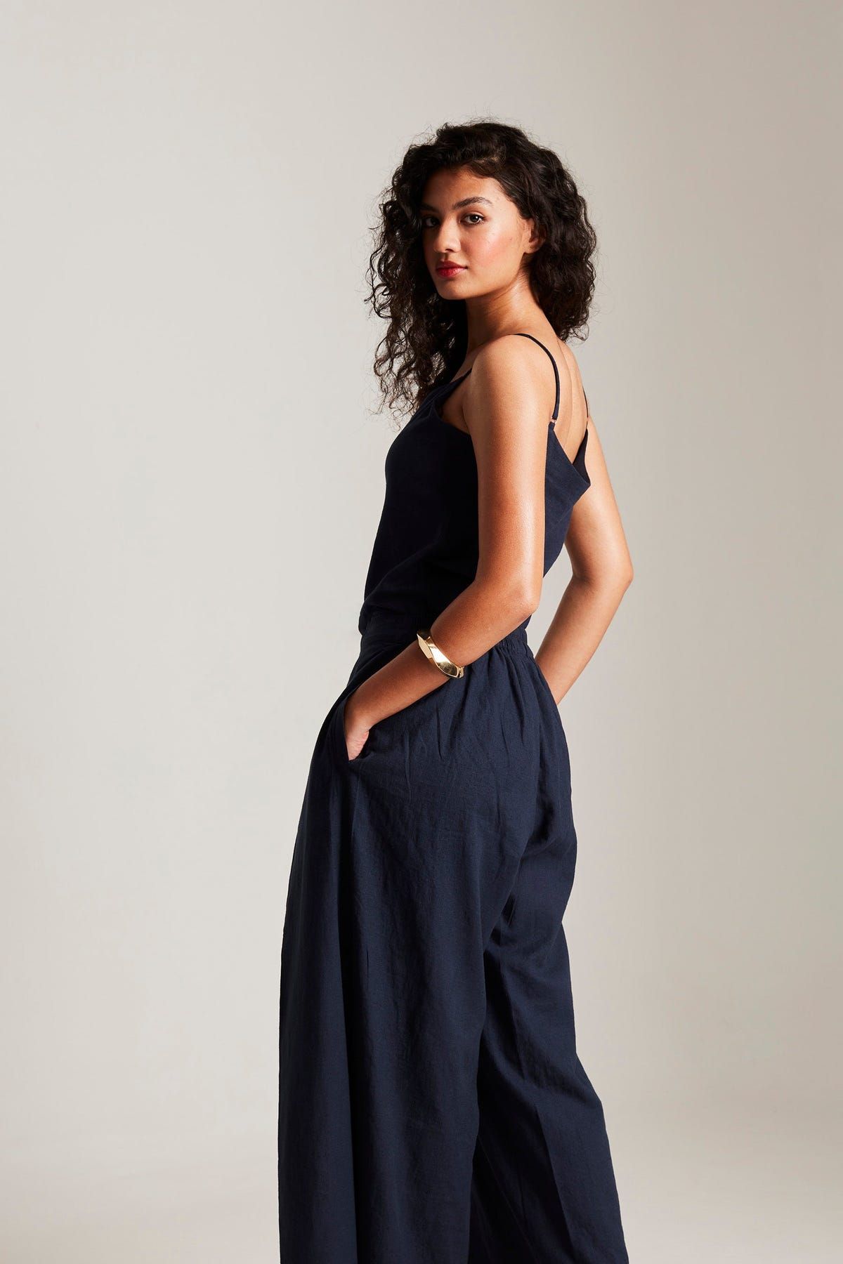 Navy Co-Linen Camisole Top - Sale - image 3
