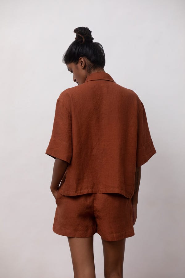 Saphed — Cinnamon Linen Women's Shorts Set
