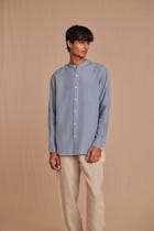 Sky Linen Men's Band Collar Shirt view 3