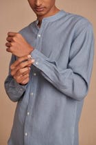 Sky Linen Men's Band Collar Shirt view 5