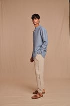 Sky Linen Men's Band Collar Shirt view 8